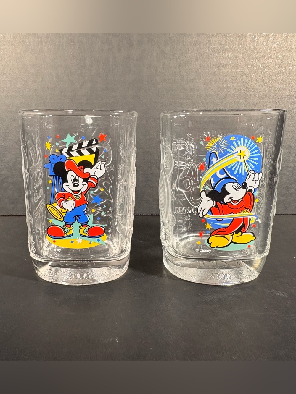 Vintage 2000 McDonald's Disney World Mickey Mouse Glasses Set of 2 Y2K